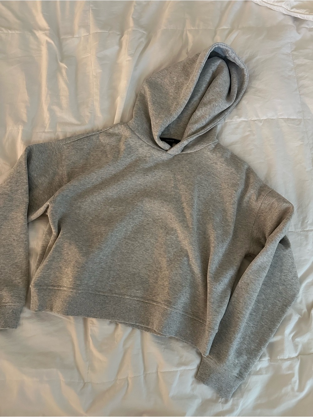 Forever 21 Light Gray Cropped Hoodie